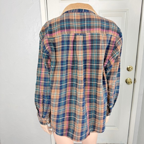 Vintage 90's Y2K Arizona Women's Shirt XL Flannel Corduroy Collar Plaid J3-12 - Picture 3 of 5
